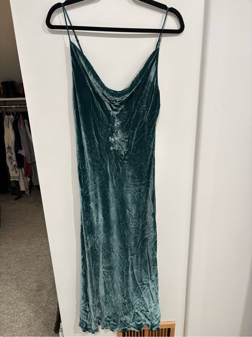 Wilfred Teal Velvet Slip Dress